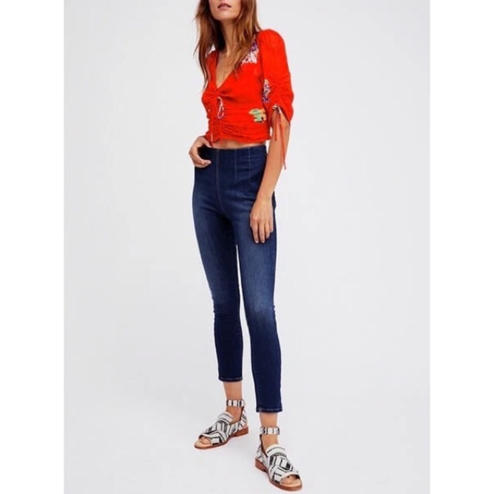 Free People Ultra High Waist Pull On Skinny Jeans
